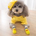 4 Stuks - Antislip Hondensokken - Schattige Huisdier Sokken - Bescherming voor Kleine en Middelgrote Honden - Modieuze en Functionele Pootbescherming - Stretch Materiaal - Eendjes - Geel - Maat L