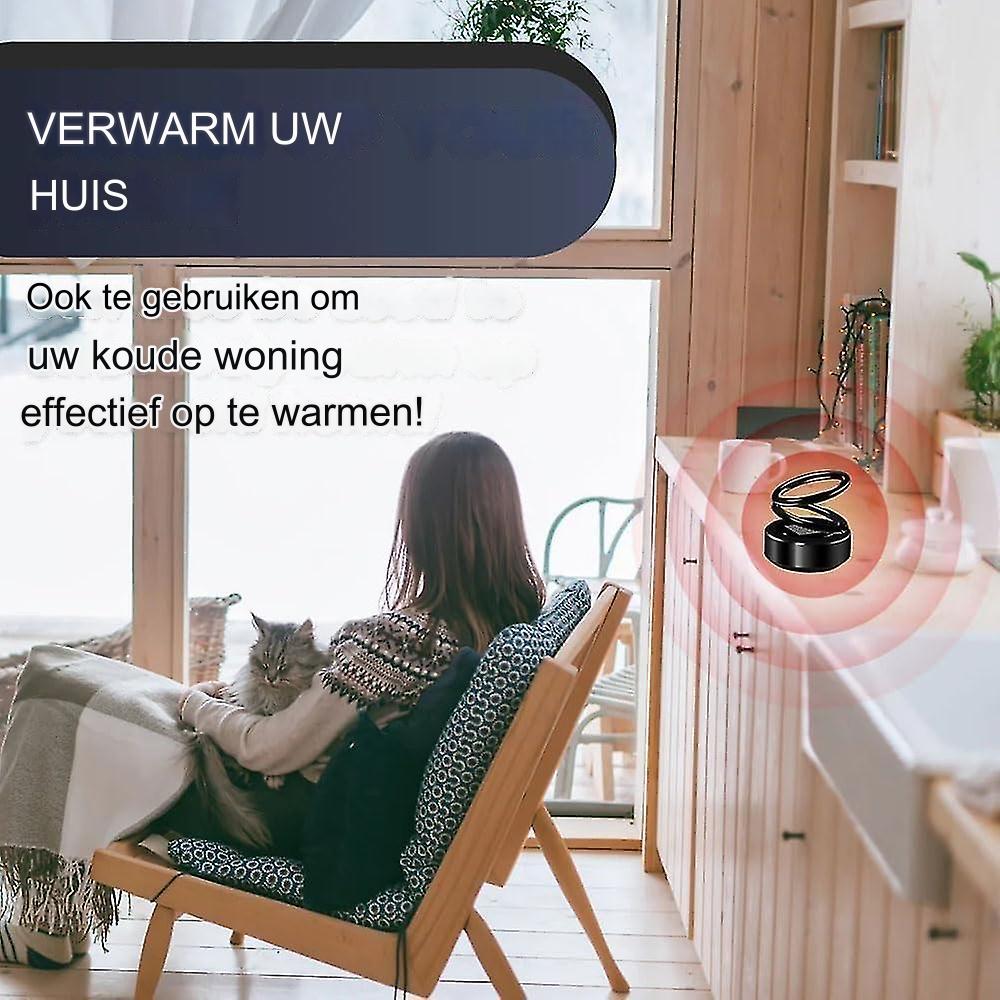 Mini Draagbare Kinetische Verwarmer: Auto Ontdooier & Verwarmer, Efficiënte Zonne Voorruitverwarmer voor Snelle Verwarming, Compact en Handig voor Diverse Scenario's zoals Voertuigen, Woonkamers, Badkamers en Kantoor - Zwart