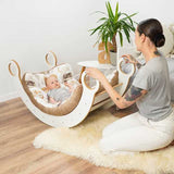 Grote Baby Vloerkussen 70x110 cm - Zachte Speelmat en Baby Kruipmat - Tweezijdige Mat in Khaki Minky en Katoen - Ideaal voor Kinderkamer - Isolerend en Wasbaar