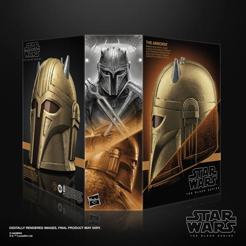 The Armorer helm – Star Wars Mandalorian elektronische cosplay helm – premium replica masker met licht en geluid – draagbare display helm verzamelobject roleplay masker model G0704