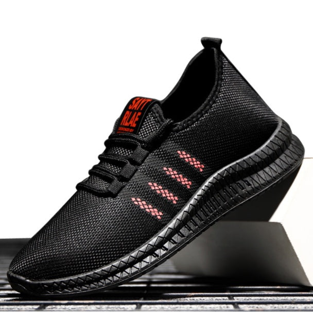 Ademende Mode Sneakers voor Heren: Stijlvolle Rood/Witte Casual Wandelschoenen met Antislip Sportzool, Lace-up Design - Beschikbaar in Maten 39 t/m 44