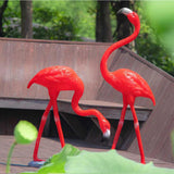 Grote Tuinbeeld Flamingo – 70 x 28 x 80 cm (Neerkijkende Houding) – Transparant Hars &amp; Glasvezel – Weerbestendig Decoratief Tuinbeeld voor Buiten, Balkon of Vijverrand