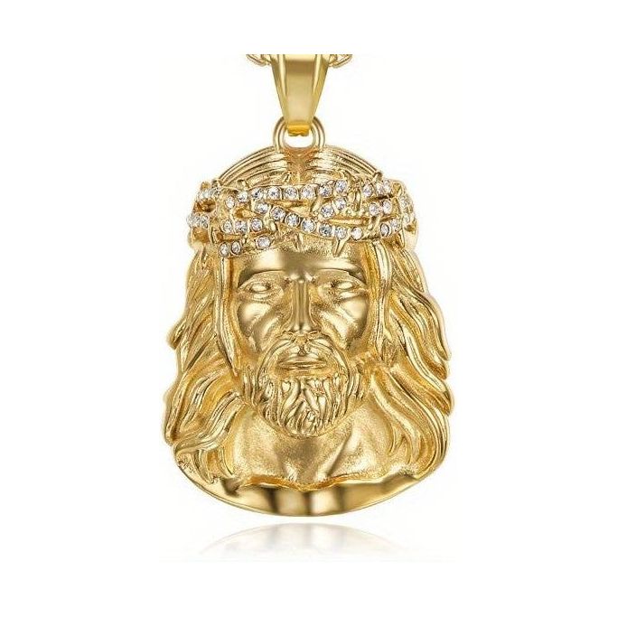 Luxe Gouden Jezus Christus God Hanger in RVS -  Religieus Sieraad - Titanium Staal met Elektroplating