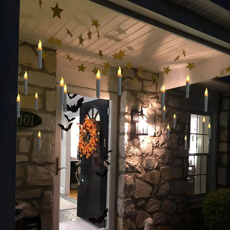 Zwevende LED Kaarsen - 20  Stuks - Met Magische Toverstok Afstandsbediening - Flickerend Warm Licht - Flameloos - Voor Harry Potter Feest, Kerst, Halloween, Bruiloft & Kamerdecoratie