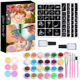 Complete Glitter Tattoo Set – 212 Sjablonen – 30 Kleuren Glitters – Biologisch Afbreekbare Huidglitter – Schminksjablonen voor Kinderen – Huidlijm Inclusief – Knutselset voor Meisjes en Jongens – Tattoo Knutselpakket