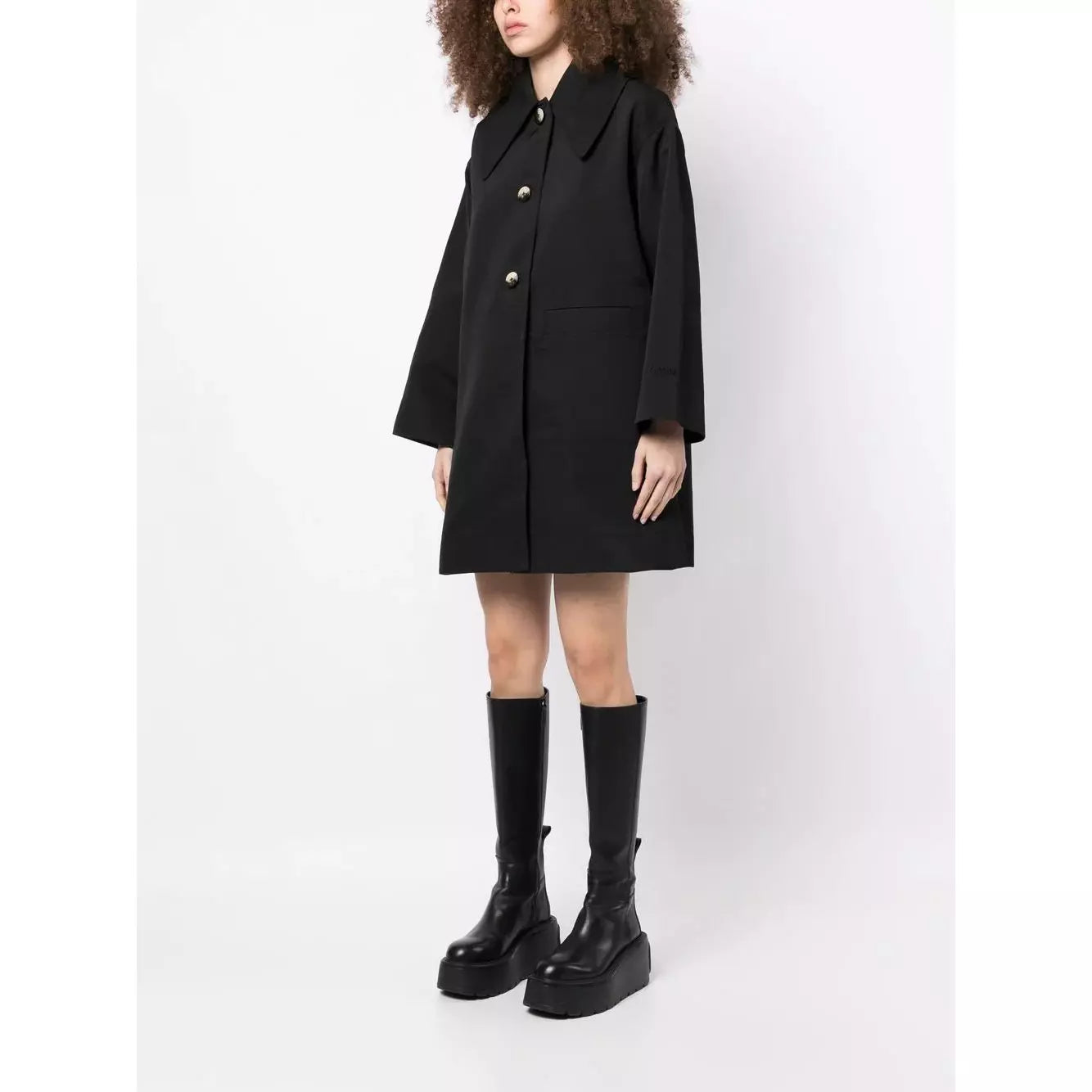 GANNI - Heavy Twill Oversized Midi-Jas in Maat L/XL - Duurzaam, Stijlvol en Milieuvriendelijk