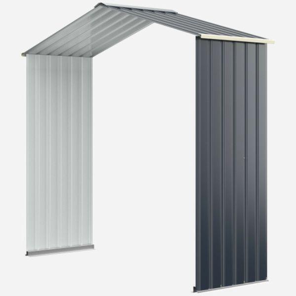 Total Tactic GT3731GR-A Opberghut Uitbreidingsset - Voor 7 ft Brede Tuinhut - Grijs - Weerbestendig Staal - Creëert 14,7 ft² Extra Opslagruimte - Uitbreidbaar Tot 2 Secties