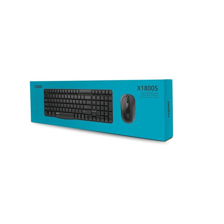 Draadloos Toetsenbord en Muis Set – AZERTY Indeling – Rapoo X1800S – Bluetooth Verbinding – Stil Toetsenbord met Sneltoetsen – Optische Muis – Energiezuinig – Zwart – Geschikt voor Windows en macOS