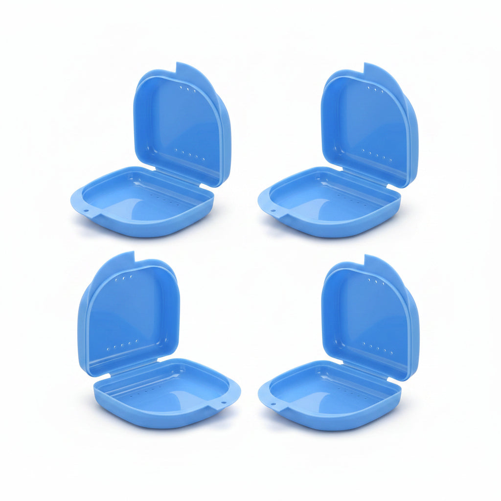 4 Stuks - Beugelbakje - Gebitsbakje - Retainer Case - Mond Guard Case - Orthodontische Prothese Opslag - Container - Met Air Vent Gaten - Blauw (kopie)