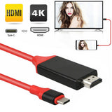 2m-Type-C-naar-HDMI-HDTV- Kabeladapter-Voor-Smartphones-Tablets - 4K-Resolutie - Plug-en-Play - Rood