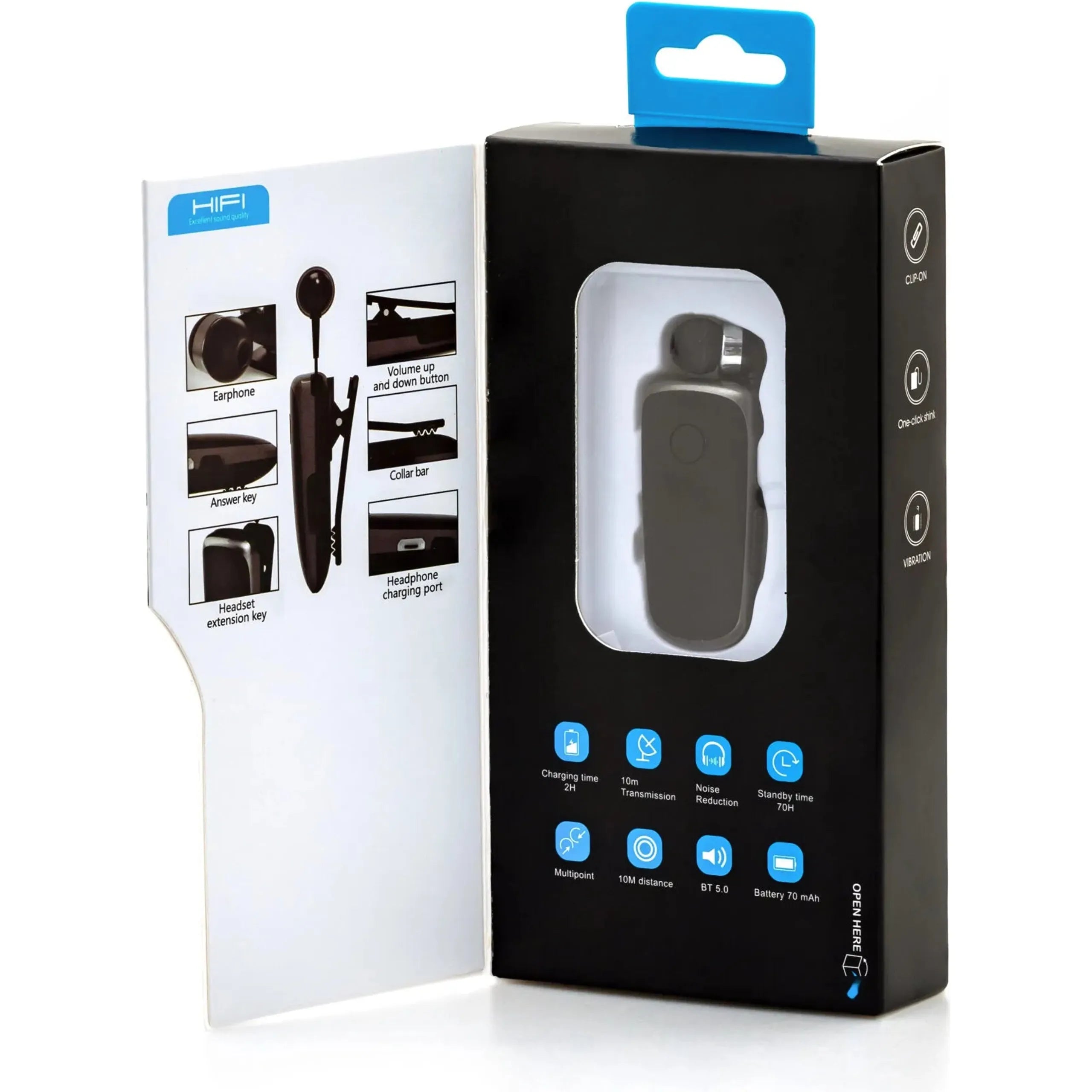 Krachtige Draadloze Bluetooth Hoofdtelefoon met Uitbreidbare Kabel - Model K38 - Zwart
