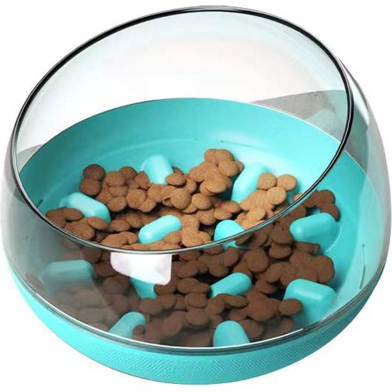 Langzame-Voederkom-Hond-Tumbler-Design-Interactief-Leuk-Uitdagend-Veilig-Materiaal-Gezonde-Spijsvertering-Turkoois
