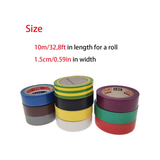 Pakket van 10 Kleurrijke Isolatietape Rollen - 10 m Lengte, 15 mm Breed - Ideaal voor Elektrische en Knutselprojecten