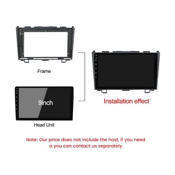 9 Inch 2Din Android Autoradio Stereo Frame Kit voor Honda CR-V 3 (2006-2011) - Inclusief Montageframe, Bedradingsharnas en Antenne Adapter Zwart