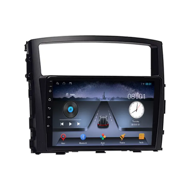 9 Inch Zwart Autoradio Frame & Adapterkabel voor Mitsubishi Pajero V97, V80, V90, V93 (2006-2012) - Naadloze Dashboard Integratie