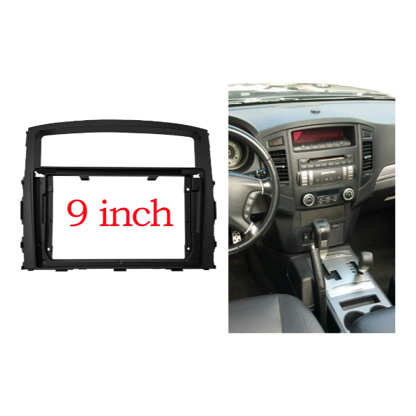 9 Inch Zwart Autoradio Frame & Adapterkabel voor Mitsubishi Pajero V97, V80, V90, V93 (2006-2012) - Naadloze Dashboard Integratie