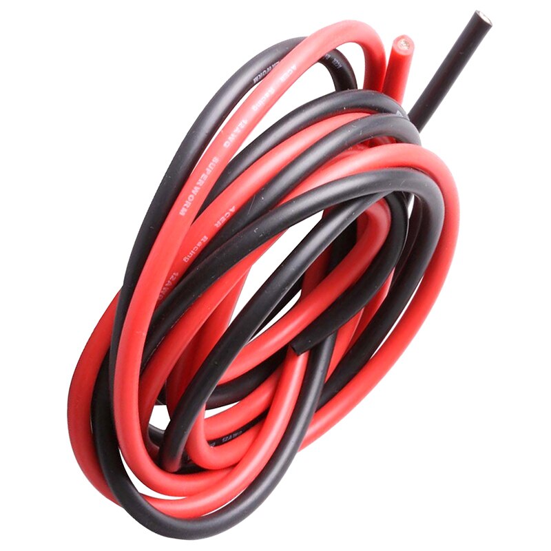 12 AWG 3.3mm2 Siliconen Elektriciteitsdraad - Super Flexibel, Vertind Koper, Hoge Efficiëntie, Hittebestendig - Zwart en Rood - 2 Meter