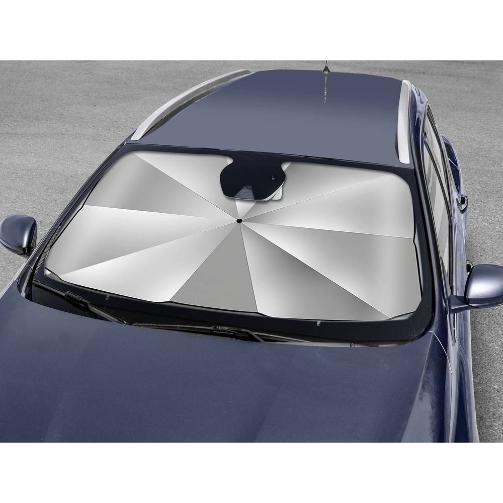 Auto Zonnescherm 145cm x 79 cm - Inklapbaar & Universele Pasvorm - Bescherm tegen Oververhitting - Luxe Lederen Hoes - Zwart/Grijs - Ideaal voor SUV, Sedan & Meer