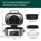 Chefree AFG01 Binnen Grill en Airfryer Combinatie – 1660W – 6L Capaciteit – Multifunctionele Oven – Voor Gezond en Snel Koken