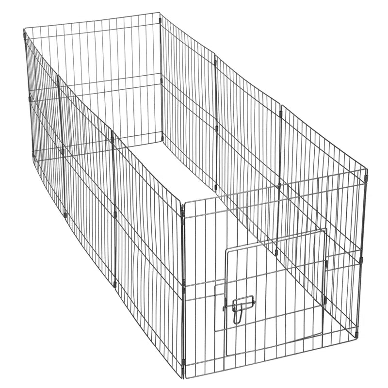 Yaheetech 8-Panelen Hondenren - Opvouwbare Puppyren - Dierenren van Metaal 61 cm Hoog - Speelren voor Puppy, Konijn, Cavia, Eend en Kat - Binnen/Buiten Gebruik - Verstelbare Dierenkooi met Deur en Slot - Zwart