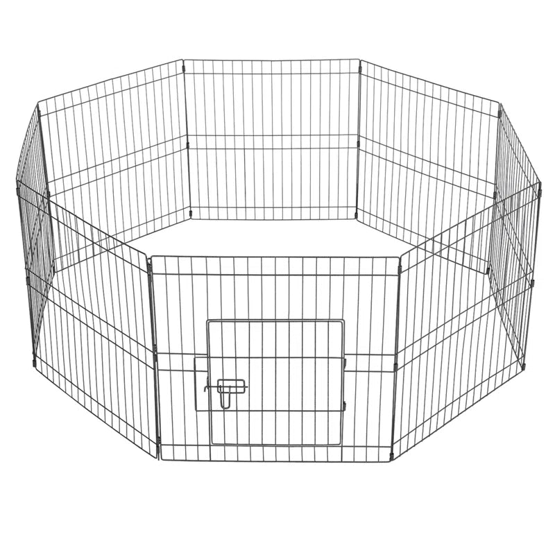 Yaheetech 8-Panelen Hondenren - Opvouwbare Puppyren - Dierenren van Metaal 61 cm Hoog - Speelren voor Puppy, Konijn, Cavia, Eend en Kat - Binnen/Buiten Gebruik - Verstelbare Dierenkooi met Deur en Slot - Zwart