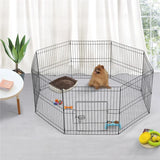 Yaheetech 8-Panelen Hondenren - Opvouwbare Puppyren - Dierenren van Metaal 61 cm Hoog - Speelren voor Puppy, Konijn, Cavia, Eend en Kat - Binnen/Buiten Gebruik - Verstelbare Dierenkooi met Deur en Slot - Zwart