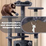 Yaheetech Krabpaal Kattenboom - Kattenkrabpaal 138 cm Hoog - Klimboom met 3 Uitzichtplatforms - 2 Knusse Kattenhuisjes - Stabiele Kattenboom met Sisal Krabpalen - Speeltoren met Pluche Bekleding en Beveiligingsriem
