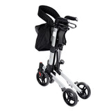 Lichtgewicht Rollator met Zitting – RIDDER Rollator Premium – Opvouwbaar Aluminium Looprek – 4 Wielen – In Hoogte Verstelbaar – Inclusief Rugsteun, Mandje en Remmen – Zilver/Zwart – Ca. 65 x 72 x 84-96 cm