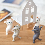5-Delige Collectie van Dansende Schattige Katten Actiefiguren: Levendige PVC Tafelbeeldjes in Diverse Kleuren Zwart, Beige, Wit, & Grijs - Perfect voor Decoratie & Verzamelaars