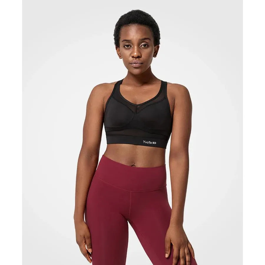 Yvette Shift Racerback Mesh - Maat XXL Gewatteerde Sportbeha - Ultiem Comfort voor High-Impact Sporten - Ademend, Warmteafvoerend & Zweetwerend - Speciaal Ontworpen voor Wandelen, Hardlopen en Workouts