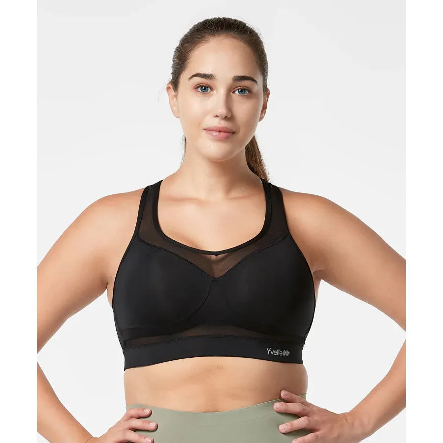 Yvette Shift Racerback Mesh - Maat XXL Gewatteerde Sportbeha - Ultiem Comfort voor High-Impact Sporten - Ademend, Warmteafvoerend & Zweetwerend - Speciaal Ontworpen voor Wandelen, Hardlopen en Workouts