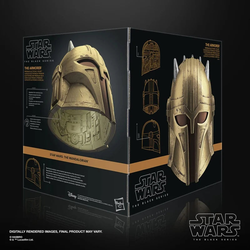 The Armorer helm – Star Wars Mandalorian elektronische cosplay helm – premium replica masker met licht en geluid – draagbare display helm verzamelobject roleplay masker model G0704