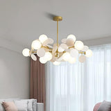 LITFAD Moderne Witte Kroonluchter met 12 Lampen – Ø90 cm Metalen Hanglamp met Melkglazen Bollen – Luxe Design Plafondlamp voor Woonkamer, Eetkamer, Slaapkamer of Restaurant – G4 LED Pendelarmatuur, 2 Jaar Garantie