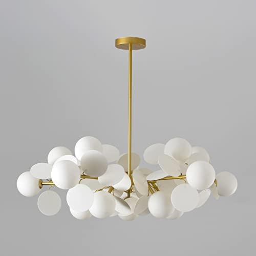LITFAD Moderne Witte Kroonluchter met 12 Lampen – Ø90 cm Metalen Hanglamp met Melkglazen Bollen – Luxe Design Plafondlamp voor Woonkamer, Eetkamer, Slaapkamer of Restaurant – G4 LED Pendelarmatuur, 2 Jaar Garantie