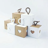 Kraft Papieren Snoepdozen - Vintage Stijl - Ideaal voor Bruiloft en Verjaardagsfeesten - Recyclebaar - Bruin en Wit - Set van 50