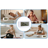 Multifunctioneel Digitale Wekker - LCD Display Met Lichtsensor - Snooze Functie - 3 Onafhankelijke Alarmen - Temperatuur- en Vochtigheidsweergave - Compact Design - Batterij Gevoed - 14x4,5x7cm