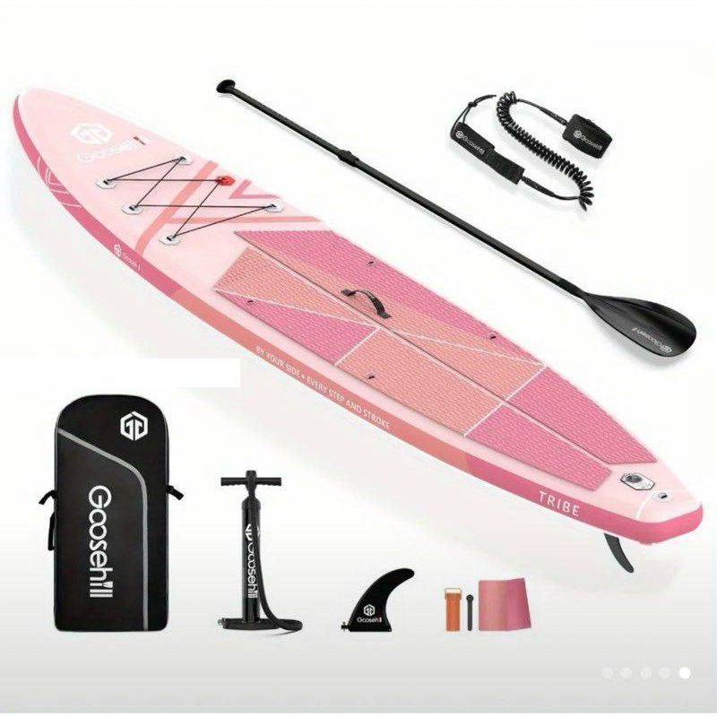 Goosehill Opblaasbaar Stand Up Paddle Board 10'6 x 32 x 6 SUP Board Allround iSUP Peddelboard Paddleboard Opblaasbaar Pakket Verstelbare Peddel Rugzak Veiligheidskoord Pomp Fin Surfbord Waterboard Voor Meer Rivier Oceaan – Tribe Serie -Roze