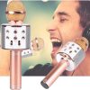 Draadloze Karaoke Microfoon - Professionele Condensator Microfoon - Bluetooth Speaker - Hoge Geluidskwaliteit | Bidirectioneel Polair Patroon - Rosegold