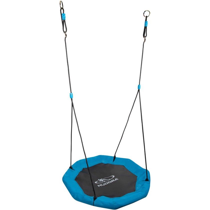 Hudora Nestschommel Octagon 90 cm - Nest Schommel - Vogel Nestschommel - Ronde Tuinschommel - Kinder Schommel Voor Buiten - Schommelzitje Met Touwen - Stalen Frame - Textiel - Verstelbare Touwen - 90 cm - Max Belasting 100 kg - Tuin Speeltoestel