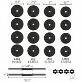 Yaheetech 30KG/66LB Verstelbare Dumbbell Set – Inclusief Halterset – Antislip Handgrepen – Cement Gewichtschijven en Plating IJzeren Stang – Thuisgebruik – Geschikt voor Volledige Lichaamstraining – Zwart