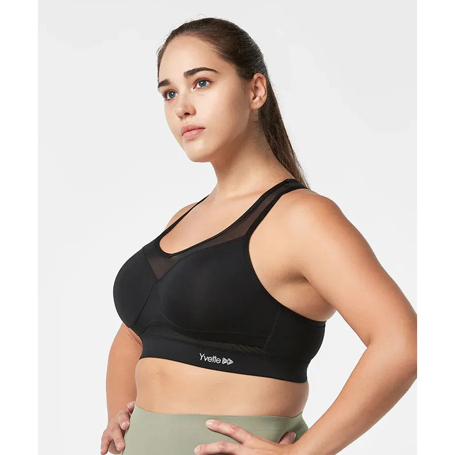 Yvette Shift Racerback Mesh - Maat XXL Gewatteerde Sportbeha - Ultiem Comfort voor High-Impact Sporten - Ademend, Warmteafvoerend & Zweetwerend - Speciaal Ontworpen voor Wandelen, Hardlopen en Workouts