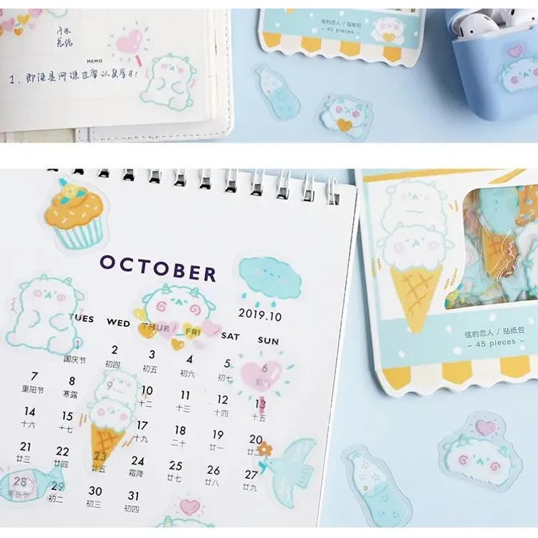 Schattige Fruit & Dieren Cartoon Stickers - Ideaal voor Scrapbooking, DIY Dagboeken en Leuke Planner Versiering -4 stijlen x 45 stuks elk