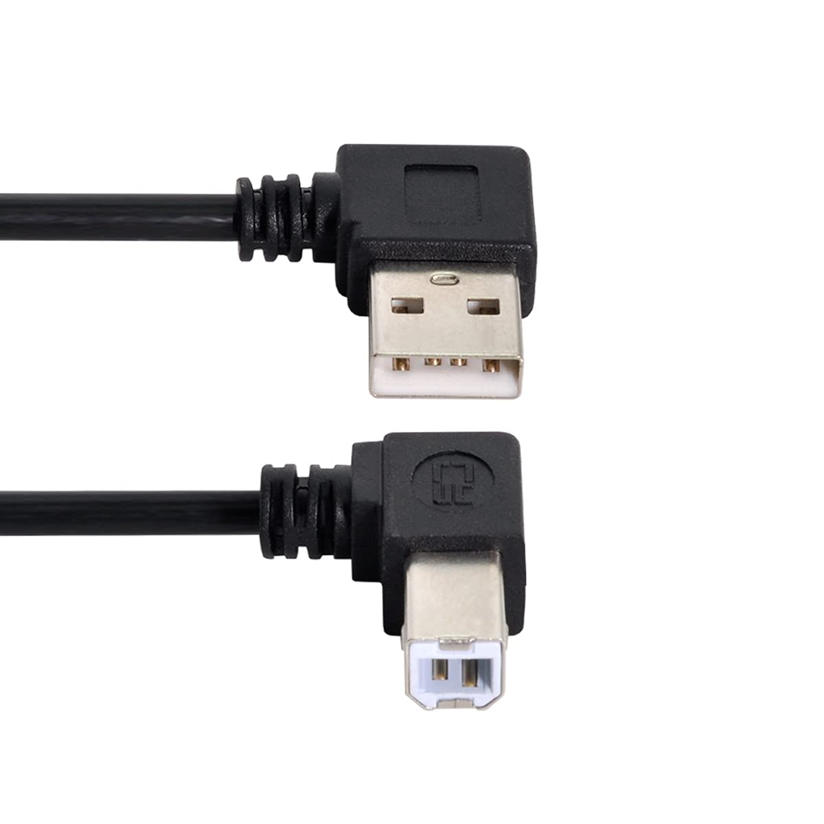 1 Stuk Zwart Gevlochten USB 2.0 A Male naar B Male Printer & Scanner Kabel met Rechte Hoek - 100cm, 90 Graden Aansluiting voor Efficiënte Dataoverdracht