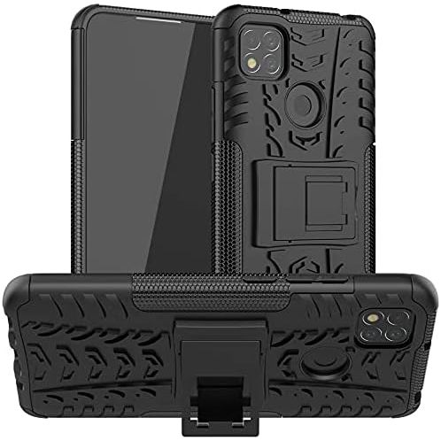 360° Draaibare Ringhouder Hoes voor Xiaomi Redmi 9C - incl. Beschermende Scherm Beschermer - Zwart