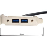 USB 3.0 Female naar 20-Pin Moederbord Adapterkabel met Laag Profiel PCI Bracket - 40 cm - Eenvoudige Installatie en Dubbele USB 3.0 Poorten