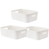 3 Stuks - Open Opslagbakken - Off-White - Organizer Bakken Voor Kastplanken en Bureau - Stapelbare Opbergmanden - Polypropyleen (PP) Kunststof - Voor Badkamer, Keuken, Kinderkamer, Garage - 20 x 14 x 7 cm