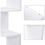 Moderne Witte Hoek Wandplank – 5 Niveaus – MDF Hout – Stijlvol en Functioneel Hoekrek – Wandmontage – Inclusief 6 Vierkante Planken