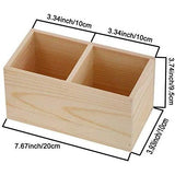 Houten Potloodhouder Met 2 Vakken - Rechthoekig Bureau Penhouder - Opbergrek Voor Afstandsbediening, Make-up Kwasten, Cosmetica en Stationery - Geschikt Voor Thuis en Kantoor - Duurzaam Houten Organizer - 20 x 8 x 8 cm