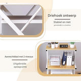 3-Laags Printerstandaard met Opbergrekken – 54x33x69 cm – Metalen Frame &amp; Houten Planken – Multifunctioneel voor Kantoor, Keuken of Woonkamer