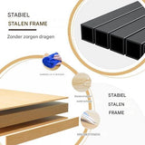 3-Laags Printerstandaard met Opbergrekken – 54x33x69 cm – Metalen Frame &amp; Houten Planken – Multifunctioneel voor Kantoor, Keuken of Woonkamer
